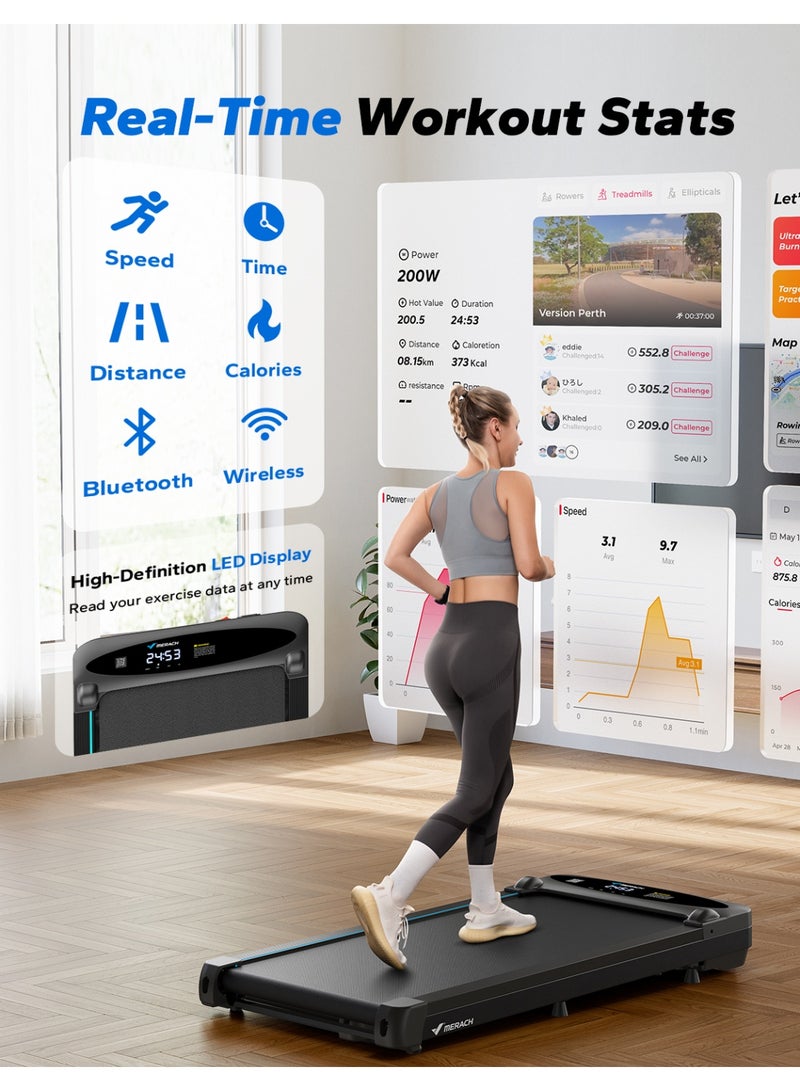 ميراتش وسادة المشي MERACH، جهاز مشي 3 في 1 للمنزل، جهاز مشي مكتبي للمنزل والمكتب، جهاز مشي بسرعة 1-6 كم/ساعة، جهاز مشي بقوة 2.75 حصان مع جهاز تحكم عن بعد، وسادة مشي فائقة الهدوء 45 ديسيبل، شاشة LED - Image 5