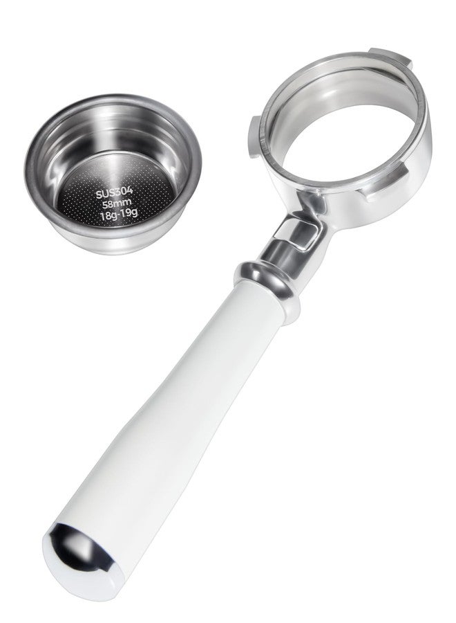 Tuni 58mm Bottomless Portafilter Fits E2 Espresso Machine, 3 Ears Espresso Portafilter with 18g Filter Basket, Stainless Steel - Image 1