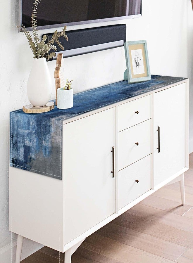 AILUER Table Runner Modern Abstract Art Painting Linen Dresser Runner Rustic Farmhouse Style Table Decor for Kitchen Dining Wedding Coffee Home Party (Blue, 13"x 36") - Image 3