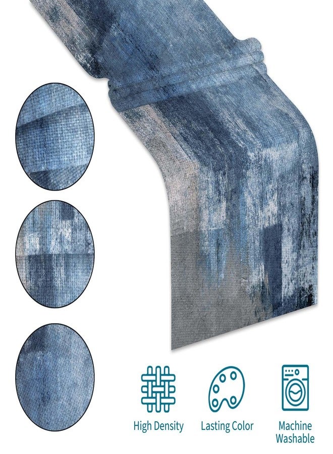 AILUER Table Runner Modern Abstract Art Painting Linen Dresser Runner Rustic Farmhouse Style Table Decor for Kitchen Dining Wedding Coffee Home Party (Blue, 13"x 36") - Image 5