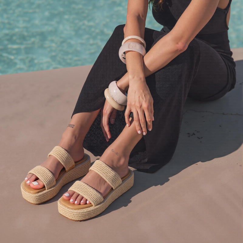EQAUDES Summer Brown Espadrilles for Women Wedge Sandal Open Toe Comfortable Platform Beach Sandal Cute Dress Sandal Woven Straw Raffia Sandals - Image 2