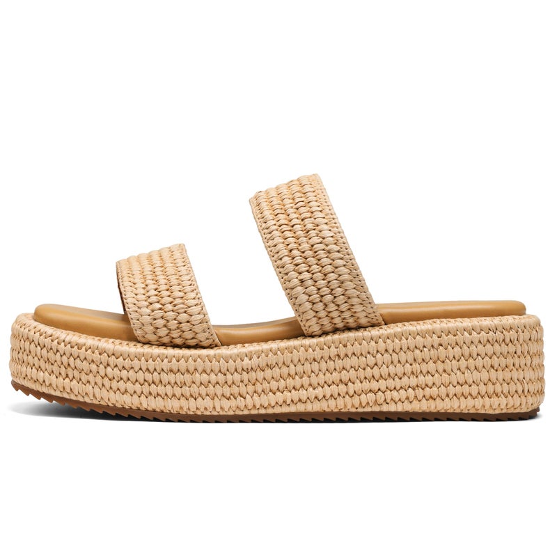 EQAUDES Summer Brown Espadrilles for Women Wedge Sandal Open Toe Comfortable Platform Beach Sandal Cute Dress Sandal Woven Straw Raffia Sandals - Image 1