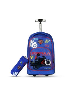 Eazy Kids 18" Set of 2 Formula Racing  Big Wheel Trolley School  And Pencil Case - Blue  - Image 1