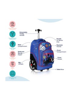 Eazy Kids 18" Set of 2 Formula Racing  Big Wheel Trolley School  And Pencil Case - Blue  - Image 3