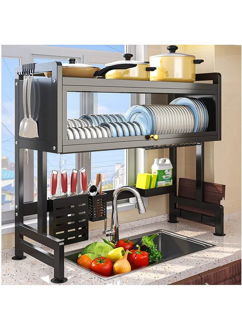 DubaiGallery 1pc Dish Drying Rack With Cover Above Sink, Dish Rack Shlef, Space-Saving Sink Rack For Drying Dishes, Glasses, Bowls, And Cutlery, Kitchen Accessories - Image 1