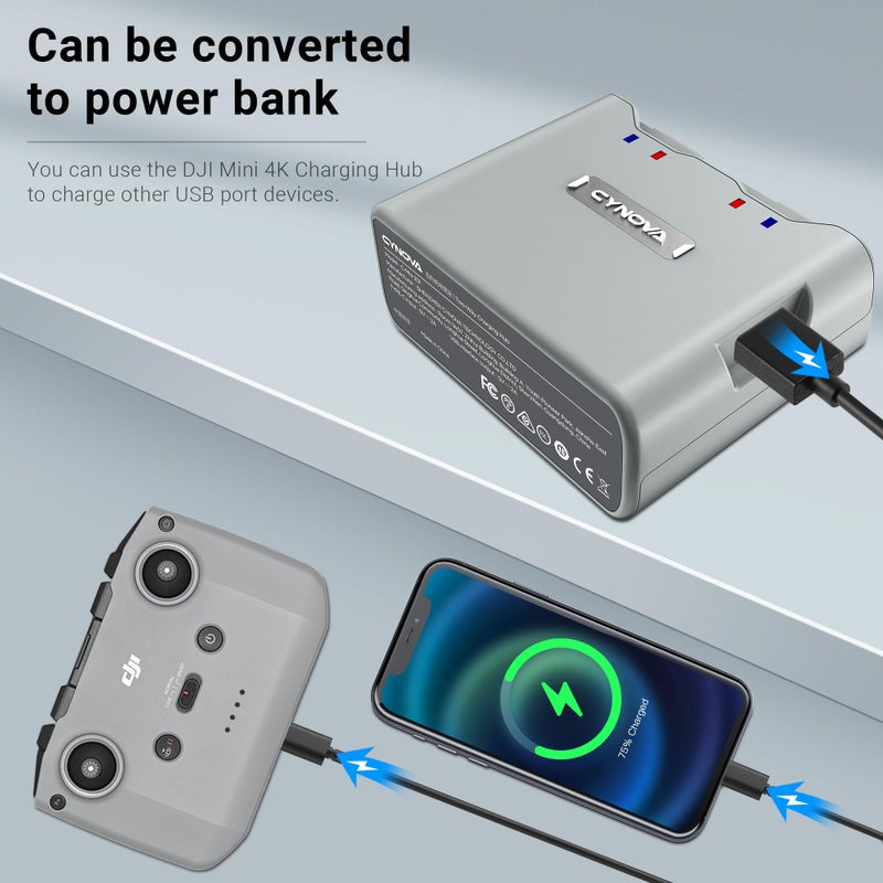 CYNOVA DJI Mini 4K Battery Charger, DJI Mini 4K Two-Way Charging Hub DJI Mini 2 Battery Charger Compatible with DJI Mavic Mini 2 /DJI Mini SE/Mavic Mini 2 SE for DJI Mini 4K Accessories & DJI Drone - Image 5