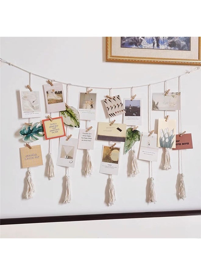 Lemon 2PCS Photo Hanging Rope for Hanging Photos, Notes,Postcard, Artworks, DIY Picture Frame Wall Decoration, Boho Photo Rope with Tassel, Photo Rope, Garland, Wall Hanging for Home, Party, Office, Wedding, with 40 Clips  - Image 5