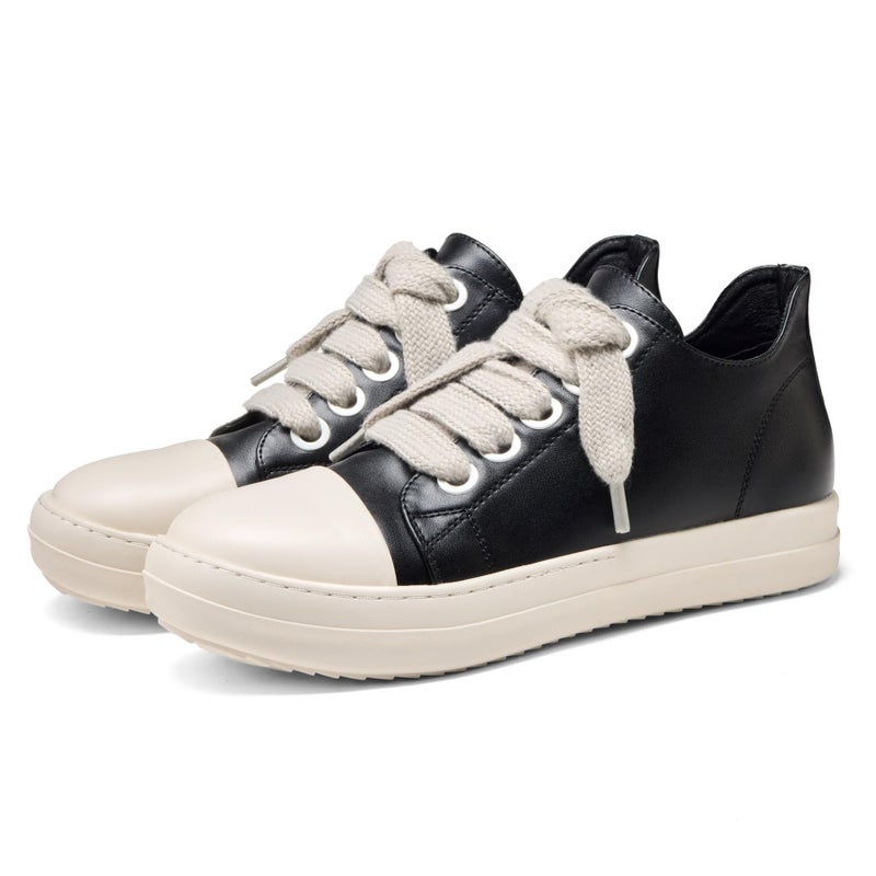 MOFEEDOUKA Low Top Sneakers for Men Comfortable PU Leather Platform Walking Shoes Black - Image 4