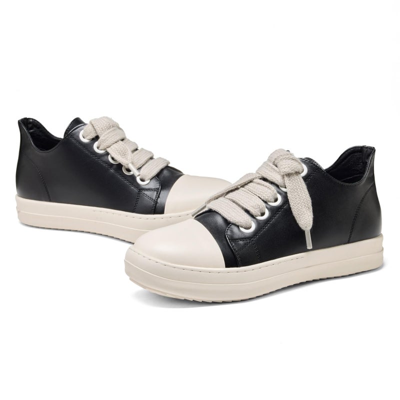 MOFEEDOUKA Low Top Sneakers for Men Comfortable PU Leather Platform Walking Shoes Black - Image 5