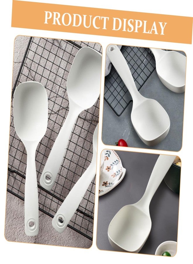 BRIGHTFUFU 2Pcs Large White Soup Ladle Long Handle Spoon for Soup Porridge and Rice - Reusable Kitchen Utensils for Home and Restaurant - Image 5