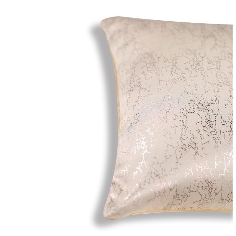 Vendola Decorative Foil Blackout Cushion Cover 24 Inch x 24 Inch, Sofa Pillow Cover Set, Beige Color, Foil Shimmer Glittery Pattern, Diwali Festive, (Beige, 24X24 Inches, Set of 2) - Image 3