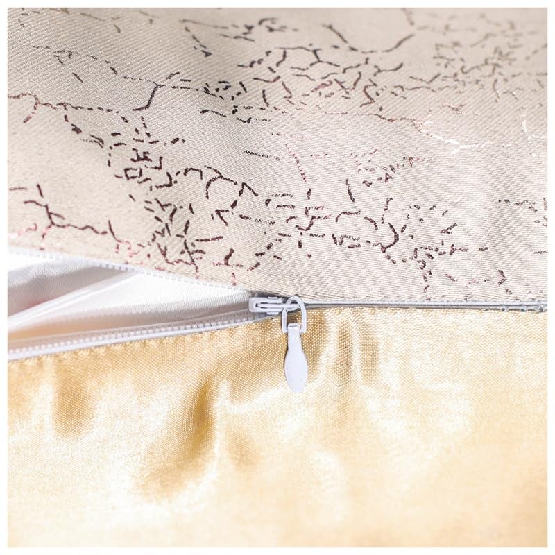 Vendola Decorative Foil Blackout Cushion Cover 24 Inch x 24 Inch, Sofa Pillow Cover Set, Beige Color, Foil Shimmer Glittery Pattern, Diwali Festive, (Beige, 24X24 Inches, Set of 2) - Image 5