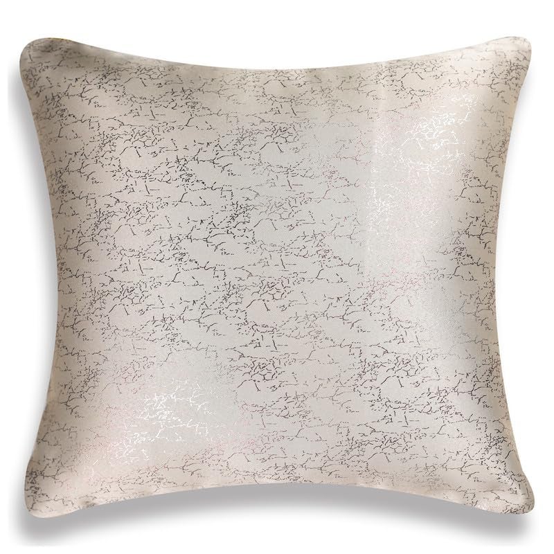 Vendola Decorative Foil Blackout Cushion Cover 24 Inch x 24 Inch, Sofa Pillow Cover Set, Beige Color, Foil Shimmer Glittery Pattern, Diwali Festive, (Beige, 24X24 Inches, Set of 2) - Image 2