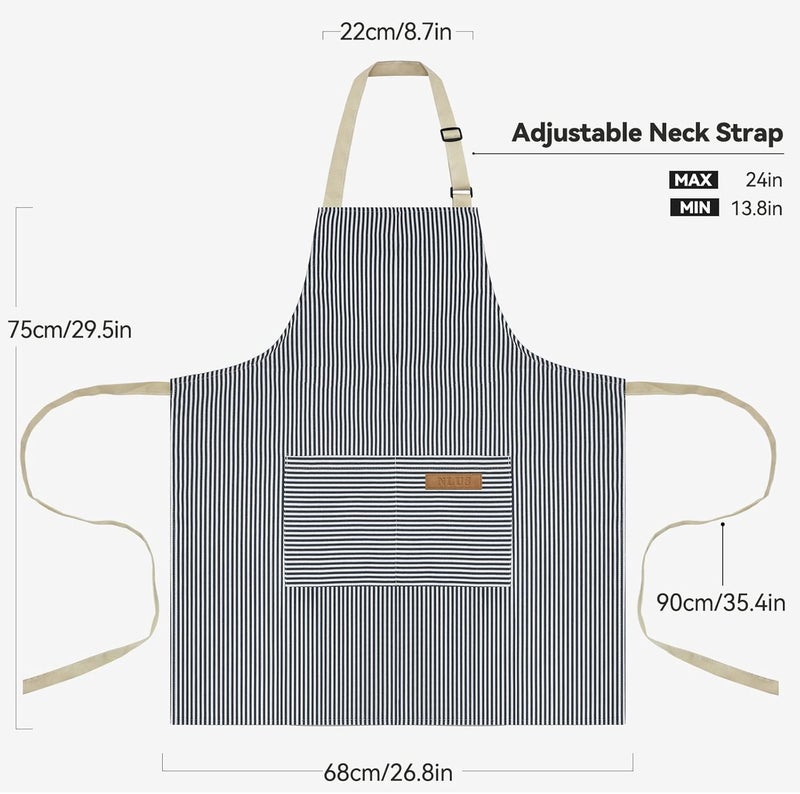 NLUS 2 Pack Kitchen Cooking Aprons, Adjustable Bib Soft Chef Apron with 2 Pockets for Men Women - Image 4
