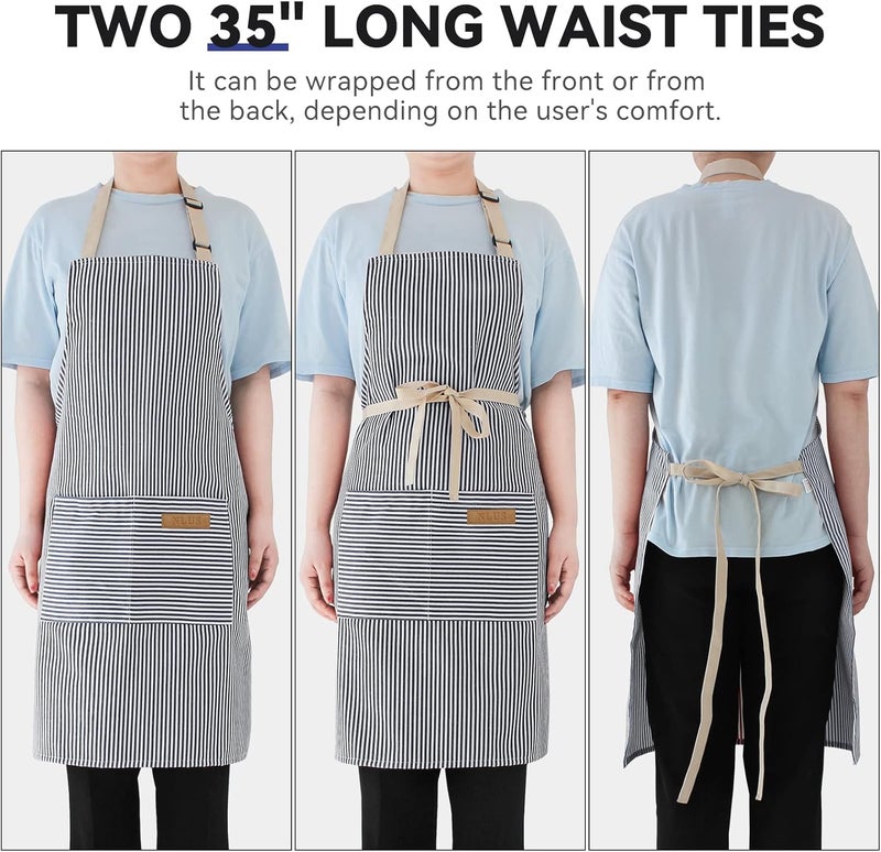 NLUS 2 Pack Kitchen Cooking Aprons, Adjustable Bib Soft Chef Apron with 2 Pockets for Men Women - Image 5