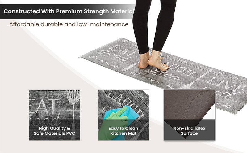 J&V TEXTILES Kitchen Mat Cushioned Anti Fatigue Floor Mat,19.6"x55", Thick Non Slip Waterproof Kitchen Rugs and Mats, Standing Mat for Kitchen,Floor,Home,Office,Desk,Sink,Laundry (Eat Laugh Live) - Image 4