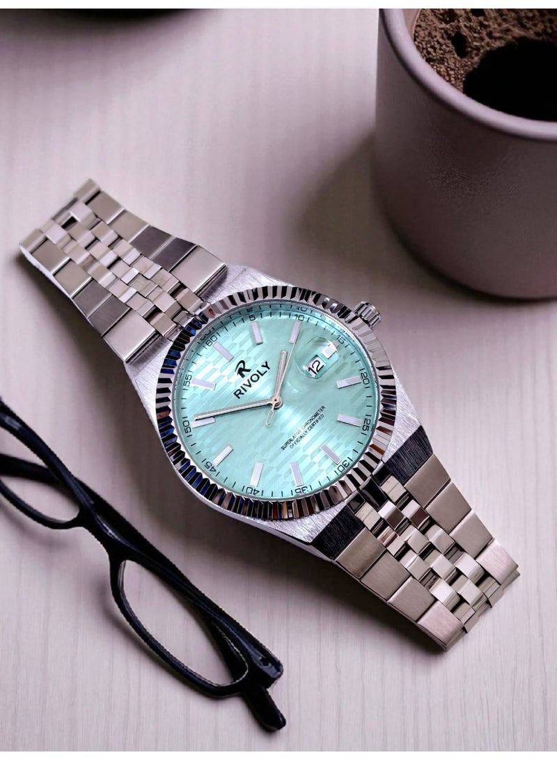 Rivoly Men's Stainless Steel Analog Quartz Watch, Easy to Read Fashion Design Waterproof Classic Luxury. - Image 2
