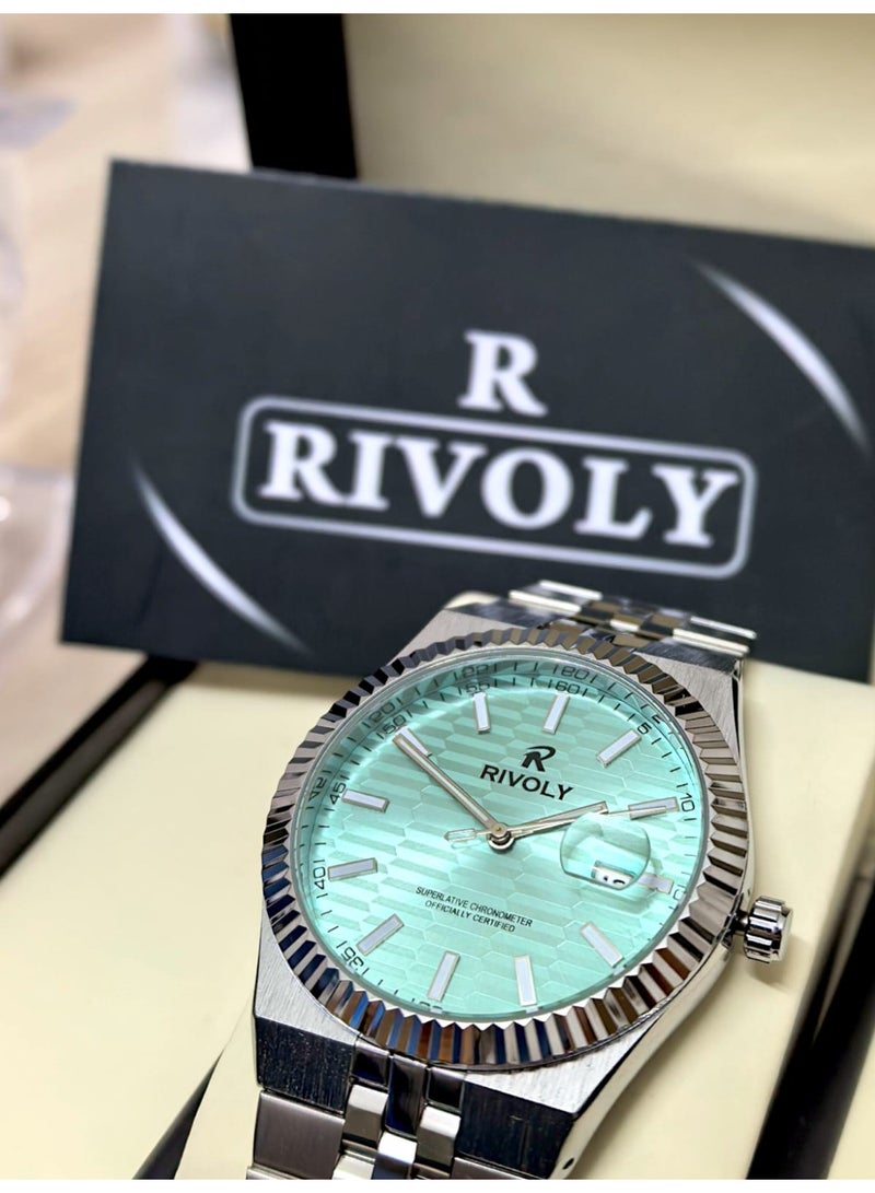 Rivoly Men's Stainless Steel Analog Quartz Watch, Easy to Read Fashion Design Waterproof Classic Luxury. - Image 4