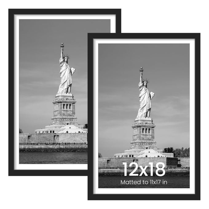 12X18 PICTURE FRAME DISPLAY POSTER 11X17 WITH MAT OR 12 X 18 WITHOUT WALL GALLERY PHOTO FRAMES BLACK 2 PACK