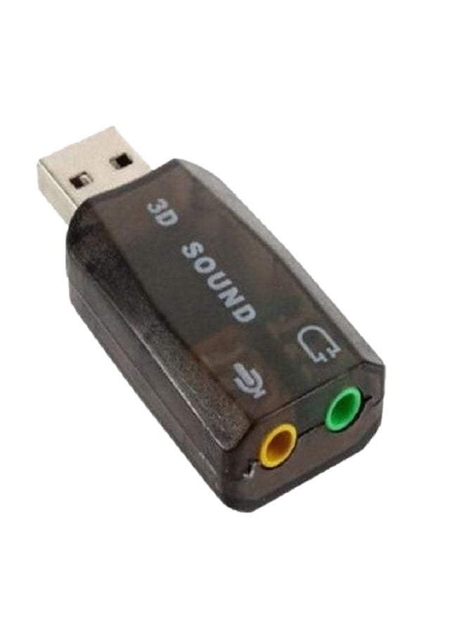 USB Adapter With 3.5mm Mic Headphone Jack Black