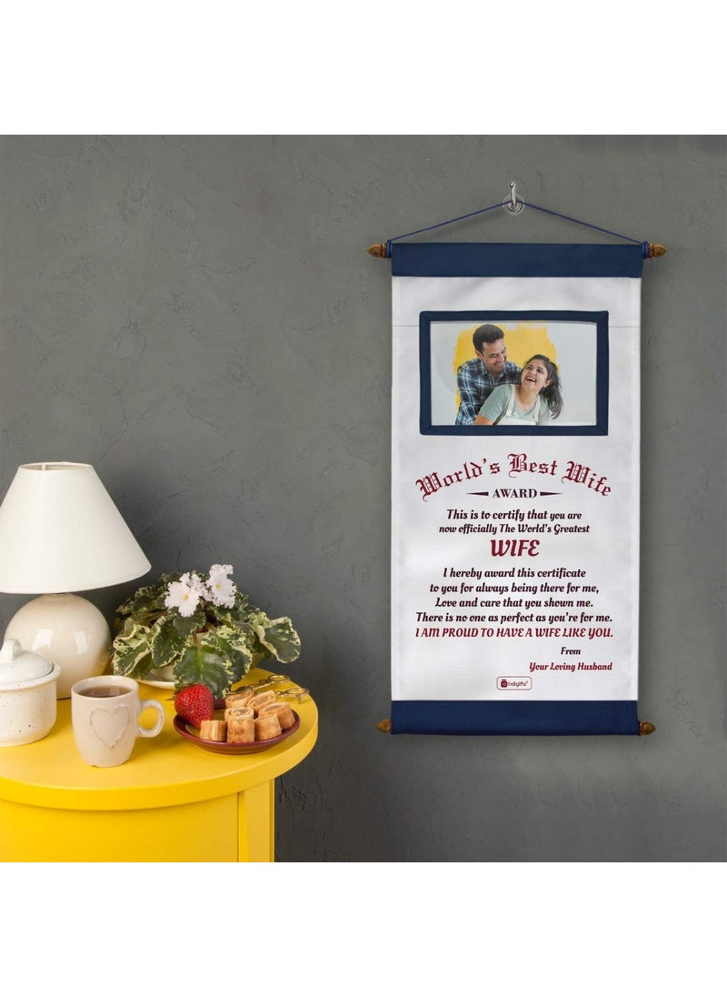 Indigifts - Indigifts Anniversary Gift for Wife Printed Message Scroll Card 18x11 Inches with Photo Pocket - Wife Birthday Gifts Special, Best Gift for Wife, Valentine Gift for Wife, Wedding Anniversary Gift - Image 1