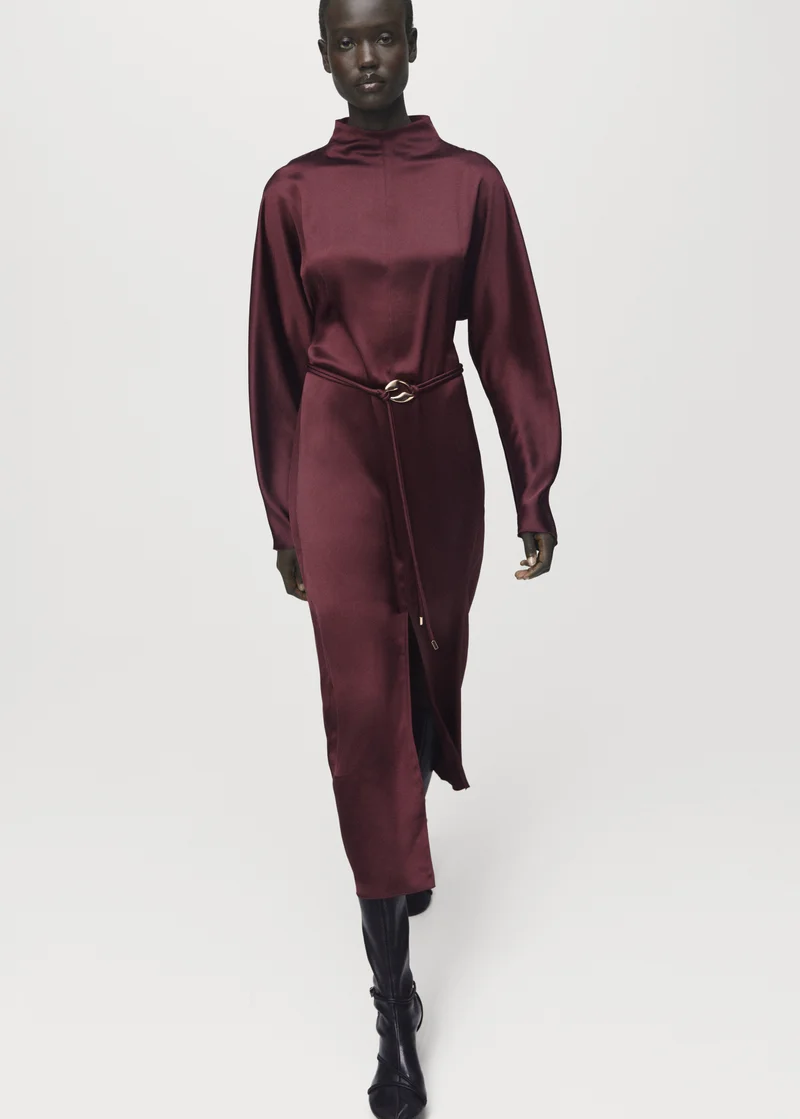 MANGO  Belt satin dress for Women | Best Price UAE