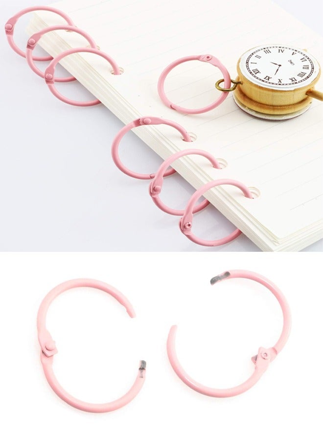 100 Pieces Loose Leaf Binder Rings, Plastic Binder Rings Pink Book Loose Leaf Binder Rings Plastic Book Rings for Scrapbook Notebook Keychain - Image 1