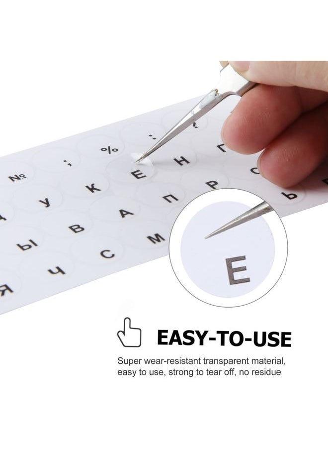 BURAQ 2pcs Round Transparent Keyboard Stickers Russian Key Protector (Black)  - Image 3