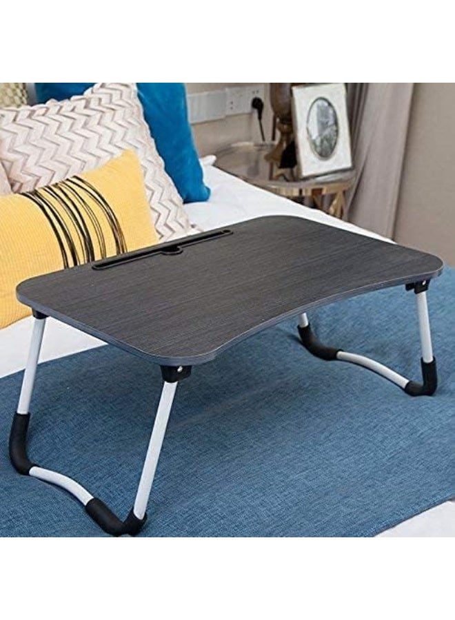 Foldable laptop table with device and cup holder, 40.5x60x5.5cm - Image 4