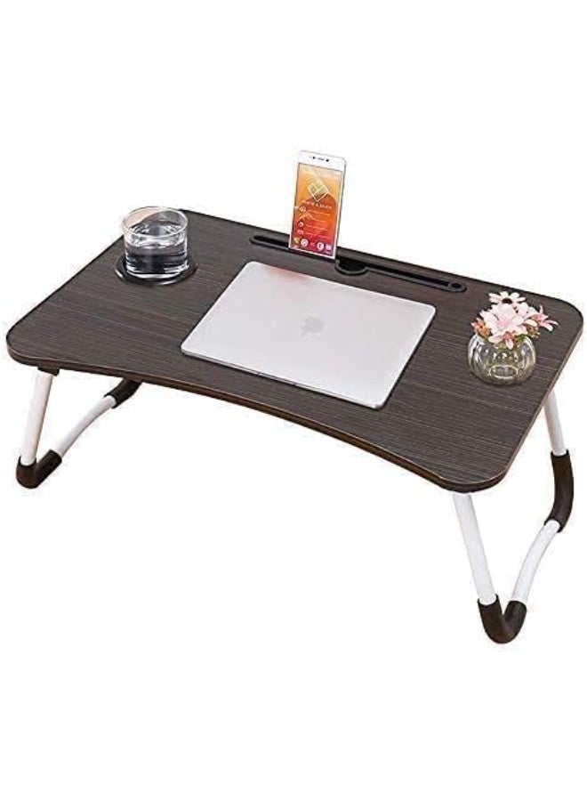Foldable laptop table with device and cup holder, 40.5x60x5.5cm - Image 3