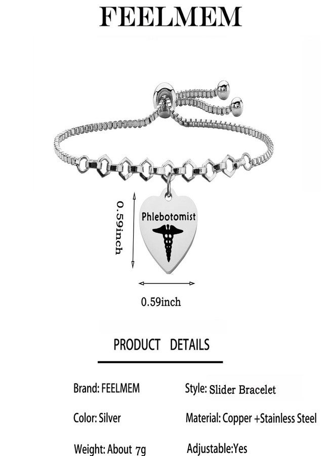 FEELMEM Phlebotomist Gifts Caduceus Charm Phlebotomy Slider Bracelet Nurse Phlebotomy Technician Hematologist Gift - Image 2