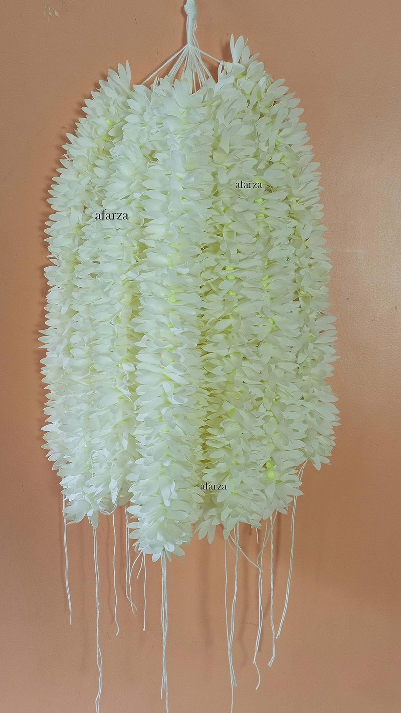 Afarza Fabric Artificial gajra for hair bun juda accessories mogra jasmine for women pack of 4 pcs.White - Image 1