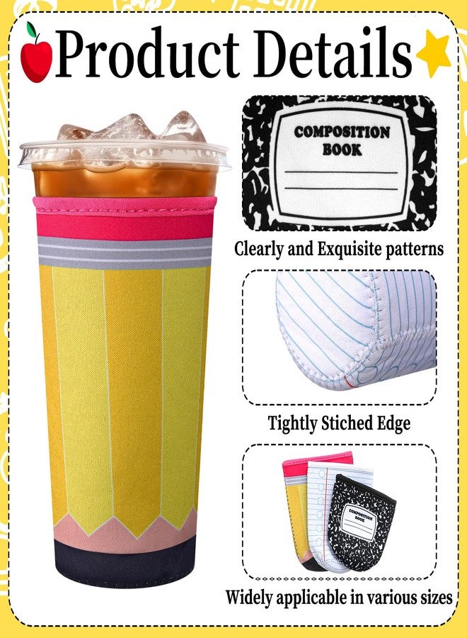 FoldTier 3 Pcs Teacher Appreciation Gifts Reusable Iced Coffee Sleeves Teachers Coffee Sleeves for Iced and Hot Drinks Gifts for End of School Year Graduation(Notebook) - Image 3
