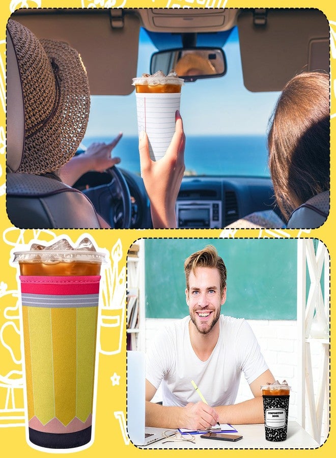 FoldTier 3 Pcs Teacher Appreciation Gifts Reusable Iced Coffee Sleeves Teachers Coffee Sleeves for Iced and Hot Drinks Gifts for End of School Year Graduation(Notebook) - Image 5
