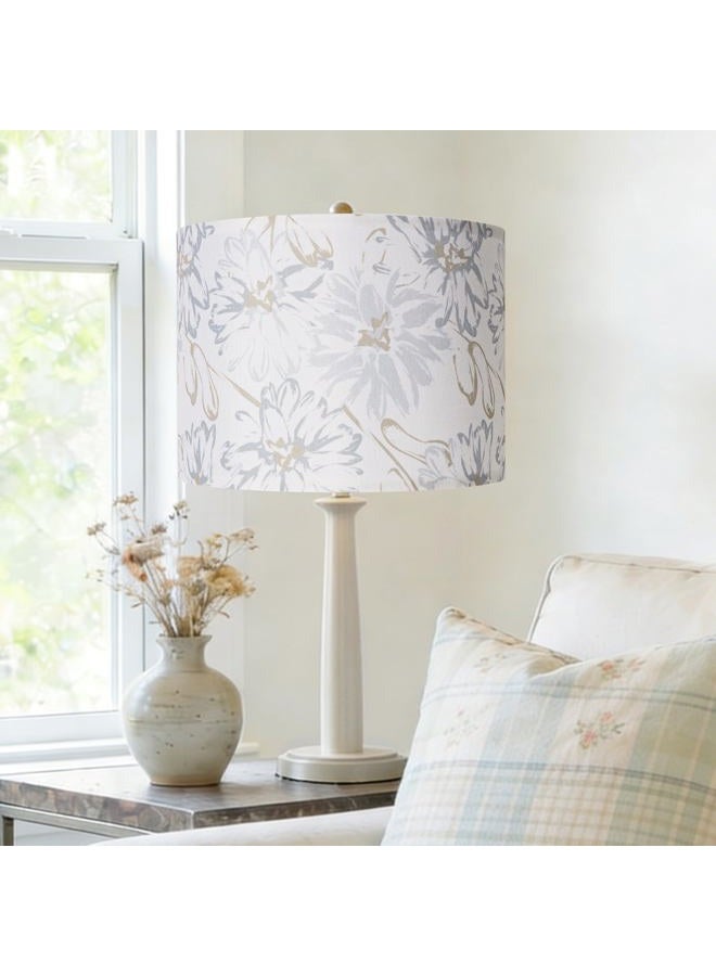 AELS Boho Lamp Shades Set of 2, Floral Fabric Drum Lampshades for Table or Floor Lamps, 13x13x10 Medium Size (Spider Fitter), Easy Assembly Required - Image 2