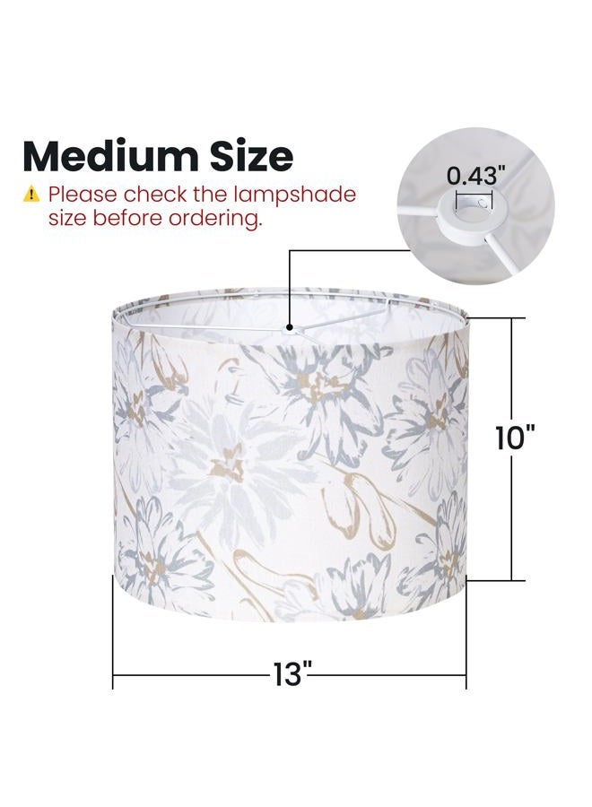 AELS Boho Lamp Shades Set of 2, Floral Fabric Drum Lampshades for Table or Floor Lamps, 13x13x10 Medium Size (Spider Fitter), Easy Assembly Required - Image 3