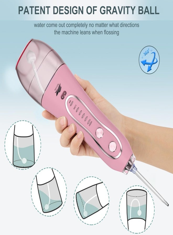 BESTOPE Rechargeable Dental Flosser Oral Irrigator with 300ml Water Tank | 5 Modes | 8 Replaceable Jet Tips |IPX7 Waterproof (Pink) - Image 2