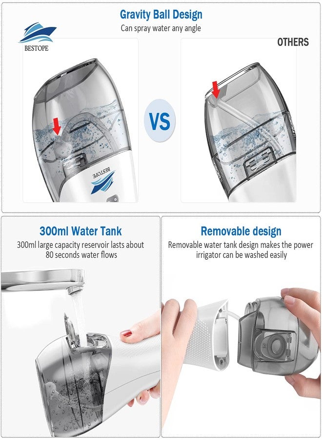 BESTOPE Rechargeable Dental Flosser Oral Irrigator with 300ml Water Tank | 5 Modes | 8 Replaceable Jet Tips |IPX7 Waterproof (Pink) - Image 4