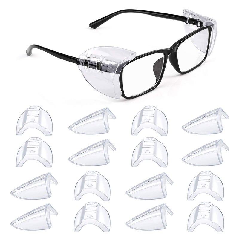 8 Pairs Eye Glasses Side Shields Flexible Slip on Side Shields for Safety Glasses Fits Small to Large Eyeglasses Universal