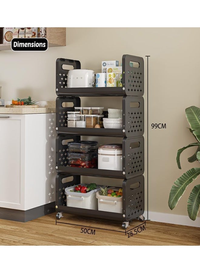 DmarQa Kitchen Storage Rack with Lockable Wheels, Plastic Organiser, Space-Saving, for Fruits, Snacks, Appliances, Kitchen, Pantry, Laundry, or Office  change to arabic - Image 5