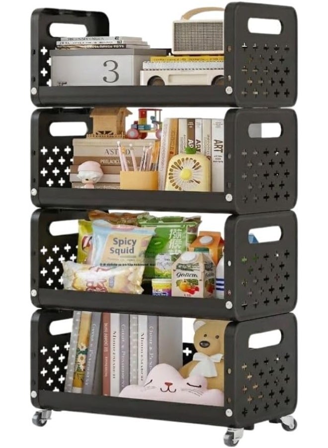 DmarQa Kitchen Storage Rack with Lockable Wheels, Plastic Organiser, Space-Saving, for Fruits, Snacks, Appliances, Kitchen, Pantry, Laundry, or Office  change to arabic - Image 1