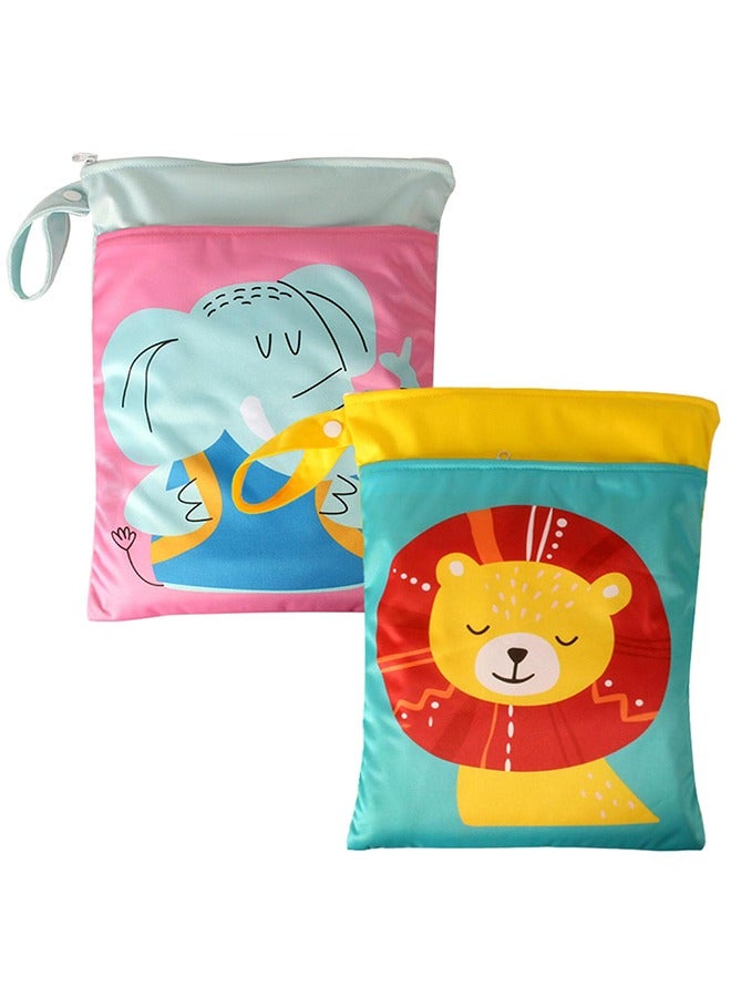 meayul Wet Dry Bags, 2PCS Baby Diaper Bag, Reusable Waterproof Bag, Diaper Bag Organizing Pouches with Zipper and Pocket, Travel Laundry Bags with Hanging Rope, for Travel Beach Pool Daycare Soiled Baby Items Yoga Gym Bag for Swimsuits or Wet Clothes  - Image 1
