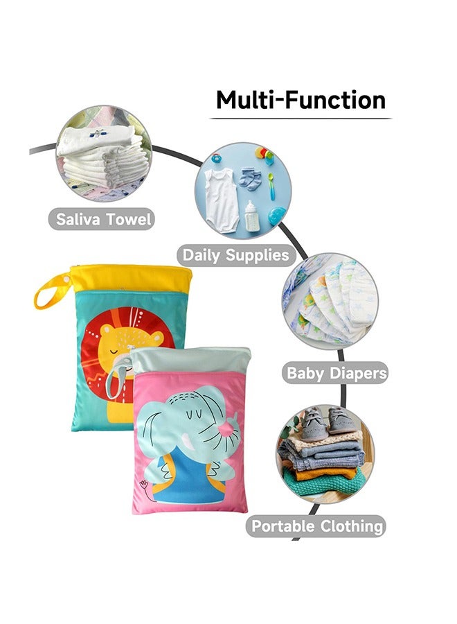 meayul Wet Dry Bags, 2PCS Baby Diaper Bag, Reusable Waterproof Bag, Diaper Bag Organizing Pouches with Zipper and Pocket, Travel Laundry Bags with Hanging Rope, for Travel Beach Pool Daycare Soiled Baby Items Yoga Gym Bag for Swimsuits or Wet Clothes  - Image 2
