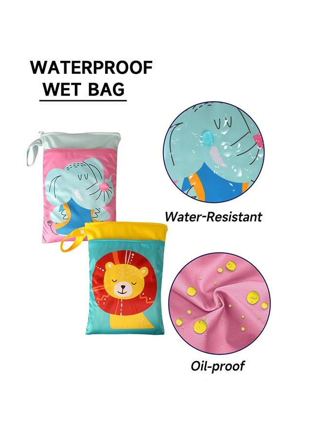 meayul Wet Dry Bags, 2PCS Baby Diaper Bag, Reusable Waterproof Bag, Diaper Bag Organizing Pouches with Zipper and Pocket, Travel Laundry Bags with Hanging Rope, for Travel Beach Pool Daycare Soiled Baby Items Yoga Gym Bag for Swimsuits or Wet Clothes  - Image 3