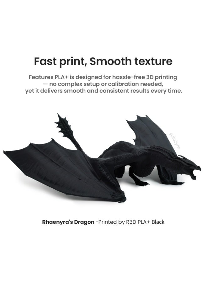 ر3د R3D PLA+ 3D Printer Filament Black 1.75mm, 0-370 mm/s High-Speed Printing, Dimensional Accuracy +/- 0.02mm, 1KG (2.2lbs) Plastic Spool 3D Printing Filament - Image 5