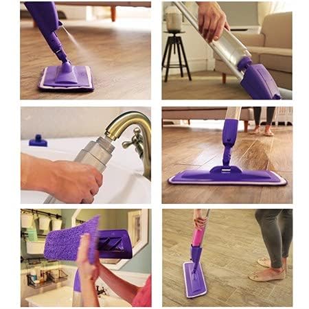 UMAAMAR ENTERPRISES Spray Mop Wooden Floor with Reusable Microfiber Pads 360 Degree Handle Quick and Easy Stainless Steel Home Clean Tools Removable Washable Pad Multicolor - Image 4
