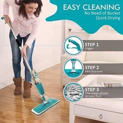 UMAAMAR ENTERPRISES Spray Mop Wooden Floor with Reusable Microfiber Pads 360 Degree Handle Quick and Easy Stainless Steel Home Clean Tools Removable Washable Pad Multicolor - Image 5