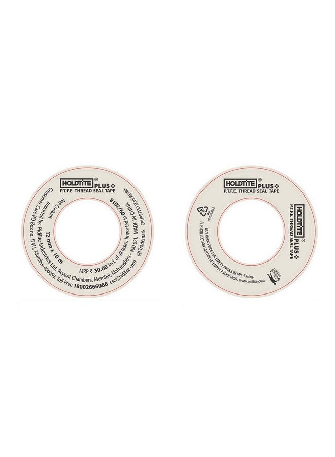 Pidilite HOLDTITE PLUS PTFE TAPE Used for pipe fittings & fixing water Leak - 12mm X 10meter - Pack of 10, White - Image 3