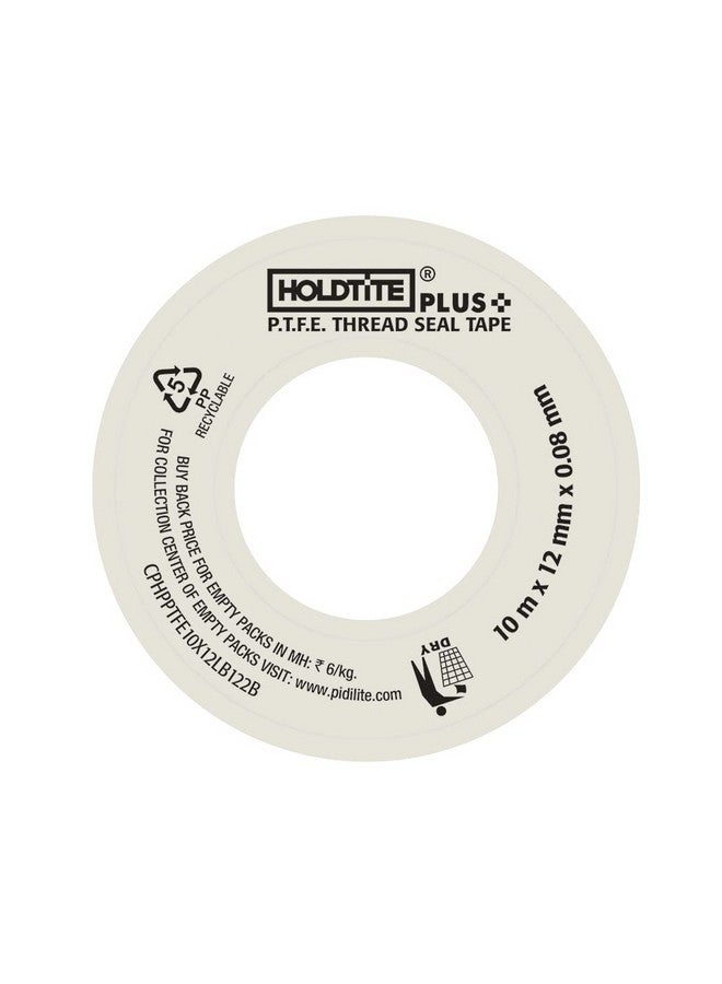 Pidilite HOLDTITE PLUS PTFE TAPE Used for pipe fittings & fixing water Leak - 12mm X 10meter - Pack of 10, White - Image 5