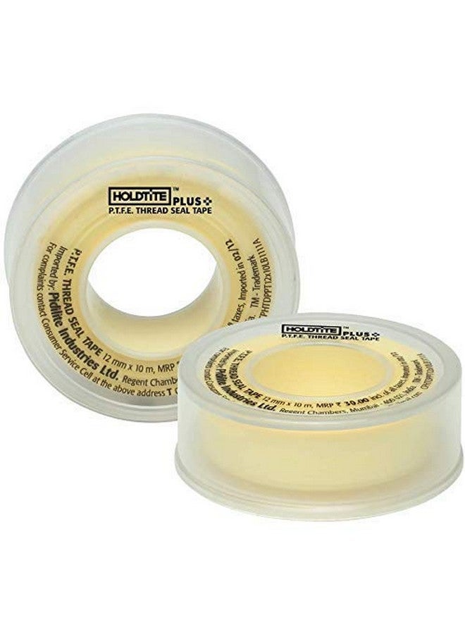 Pidilite HOLDTITE PLUS PTFE TAPE Used for pipe fittings & fixing water Leak - 12mm X 10meter - Pack of 10, White - Image 1